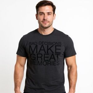 Ocean Current Gray Funny Graphic Tee Bad Decisions Sz S Men’s